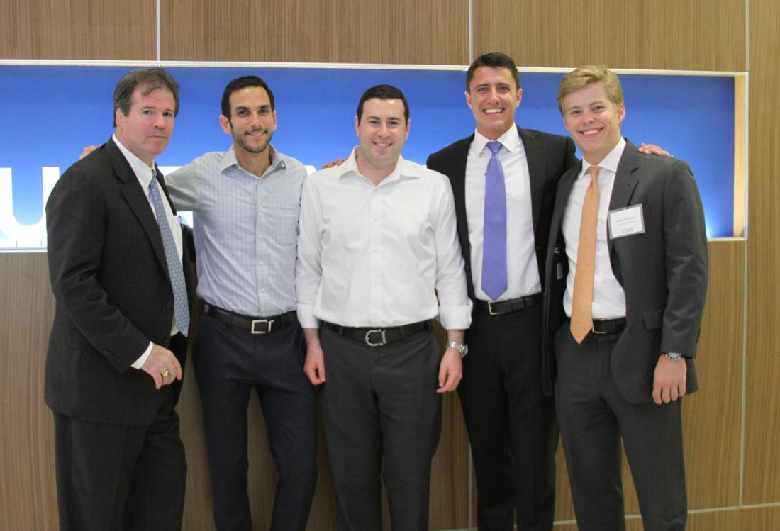 In the group photo from left to right is Mike Mankowich (DRA Advisors), Dan Goldman (DRA Advisors), Scott Lebenhart (DRA Advisors), Ryan Evanich (Stream Realty Partners), Jordan McFarland (Stream Realty Partners)
