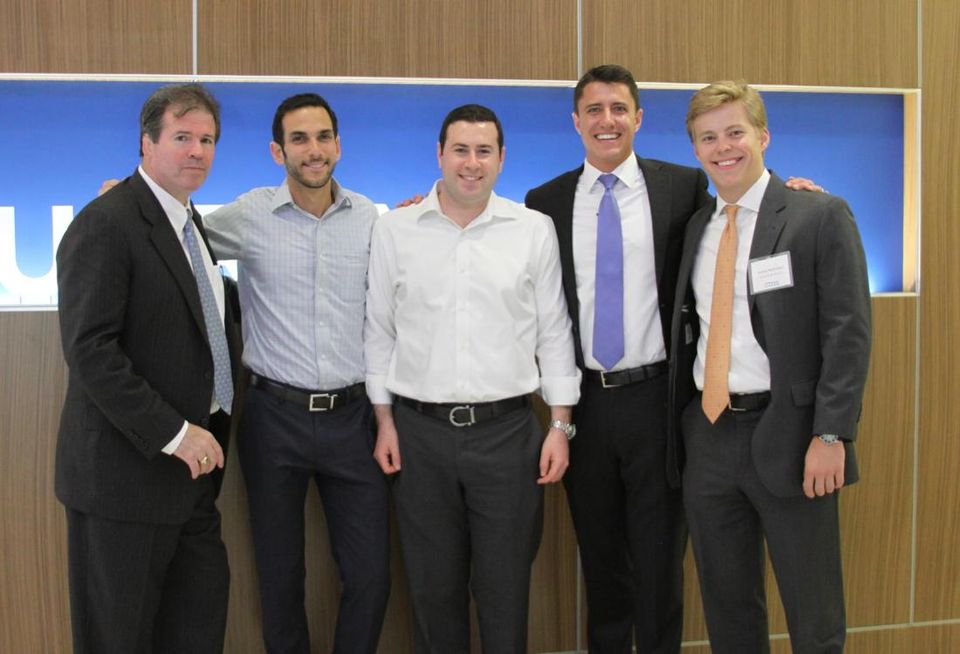 In the group photo from left to right is Mike Mankowich (DRA Advisors), Dan Goldman (DRA Advisors), Scott Lebenhart (DRA Advisors), Ryan Evanich (Stream Realty Partners), Jordan McFarland (Stream Realty Partners)