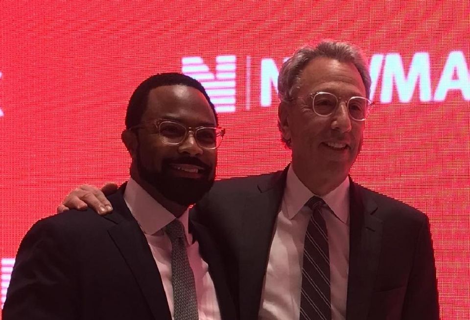 Newmark Knight Frank Global Corporate Services CEO Craig Robinson with Newmark Group CEO Barry Gosin at the company's December 2017 IPO