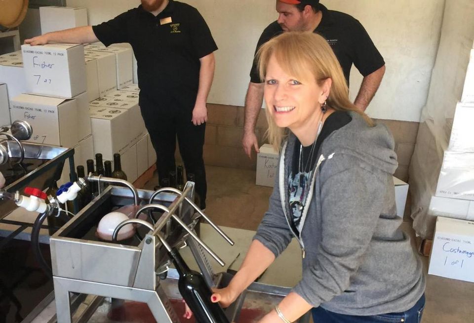 Leslye Corsiglia bottling wine at Martin Ranch Winery