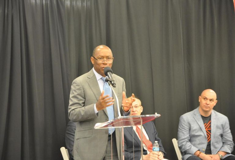Houston Mayor Sylvester Turner revealing Midtown's Innovation Hub