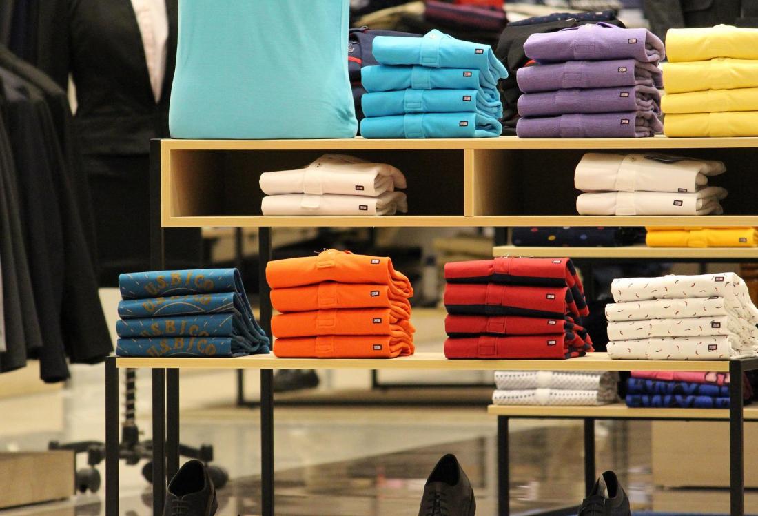 Clothes on shelves