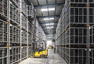 Warehouse and forklift