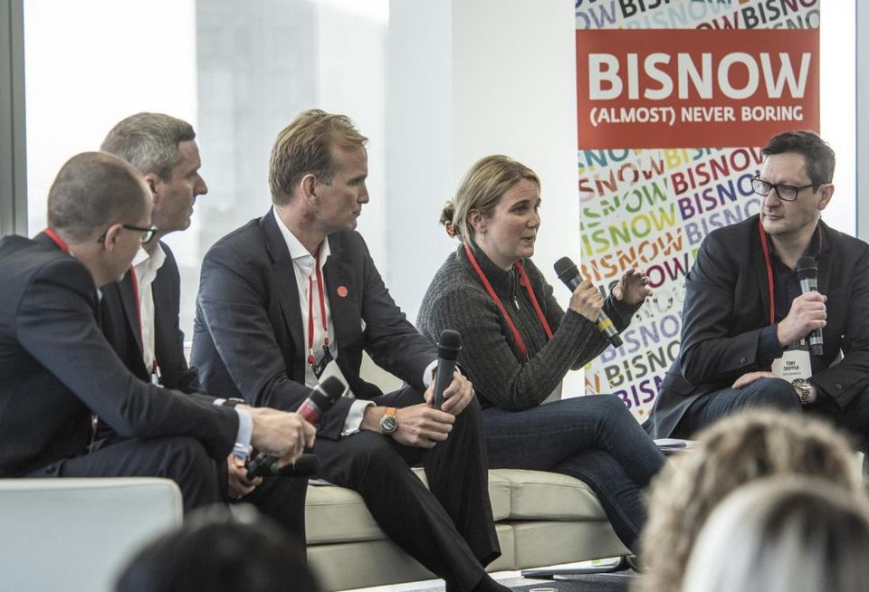 Left to right: RSM Head of RE Construction Ian Taylor; Hines UK Managing Director Anthony Leonard; Managing Director Datscha UK Mark Bruno; WeWork Director of European Transactions Mary Finnigan and 5plus Architects Director Tony Skipper, moderating the discussion.