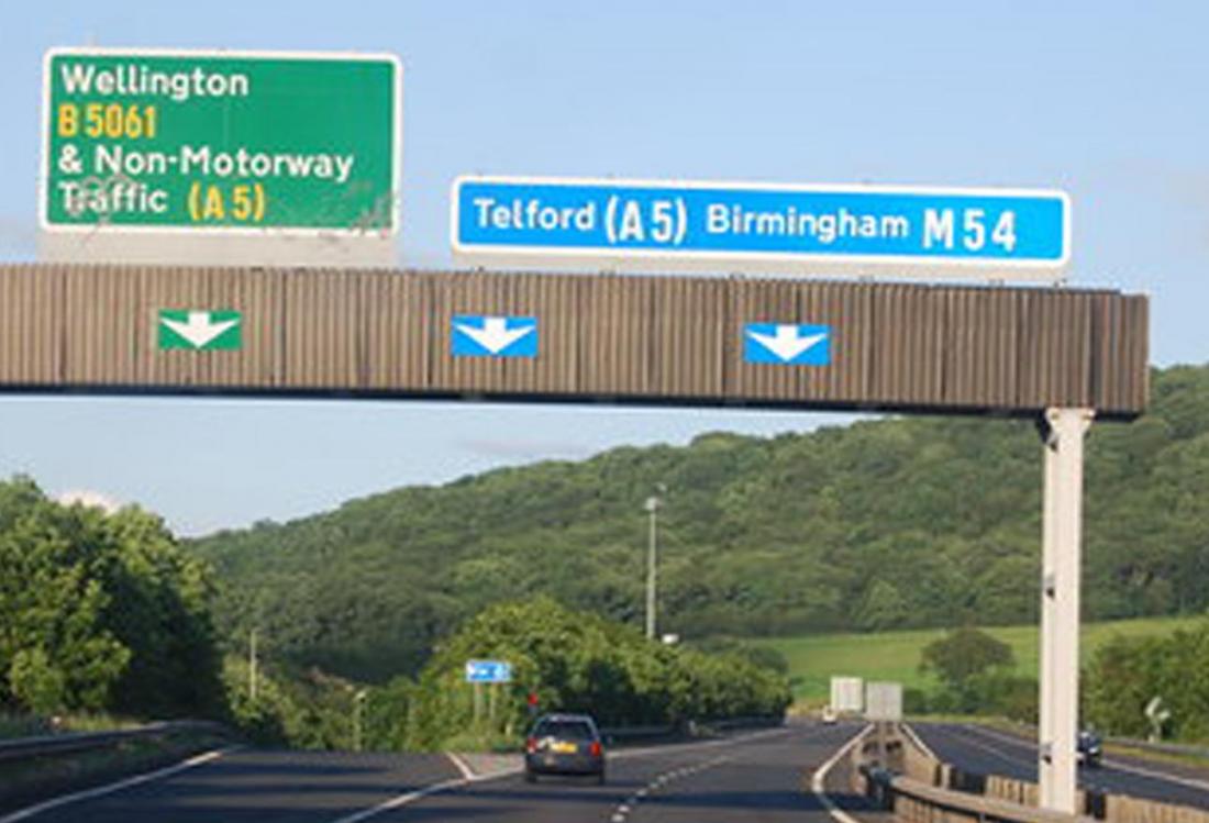 A5 M54 Birmingham road motorway 