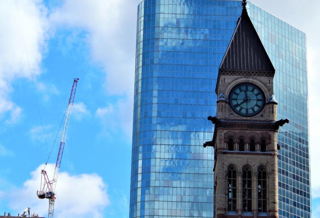 downtown Toronto Old Town Hall industrial crane. 