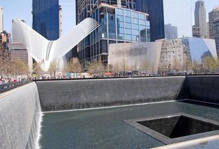 The 9/11 Memorial, with the World Trade Center Oculus and 9/11 Museum in the background