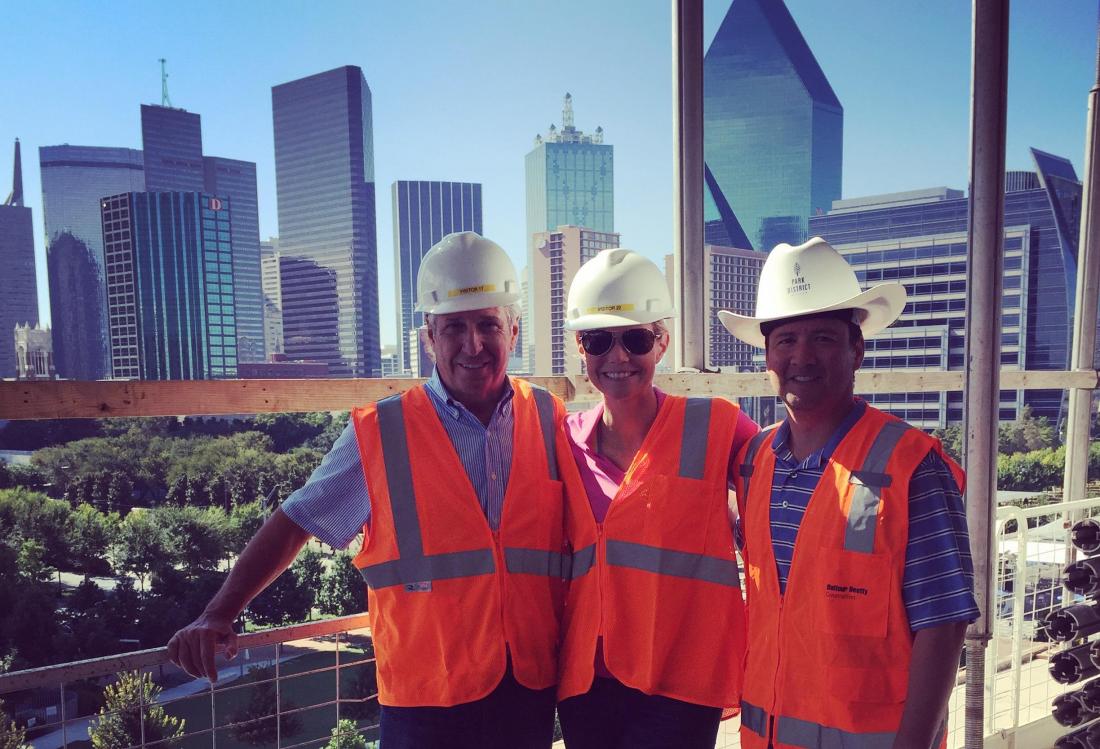 CBRE SVP Celeste Fowden with Clay Gilbert and Dennis Barnes on the 4th floor of Park District 