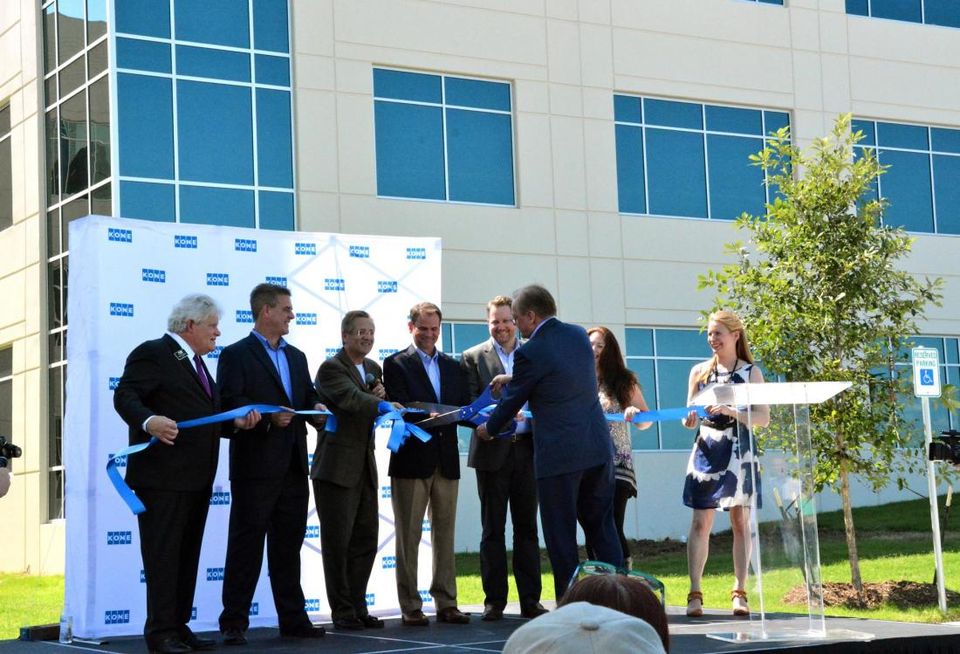 Escalator and elevator giant KONE debuted a new three-fold US facility at 450 Century Parkway in Allen during a ribbon cutting ceremony yesterday afternoon.