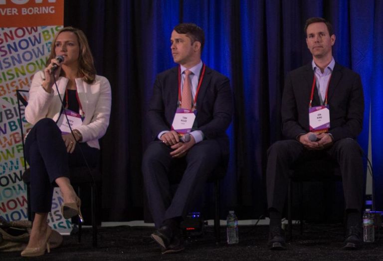Gables Residential Area Vice President of Investments Katy Slade, EDENS Managing Director Tom Kiler and MAA Regional Vice President Jon King at Bisnow's Future of Uptown/Turtle Creek Event