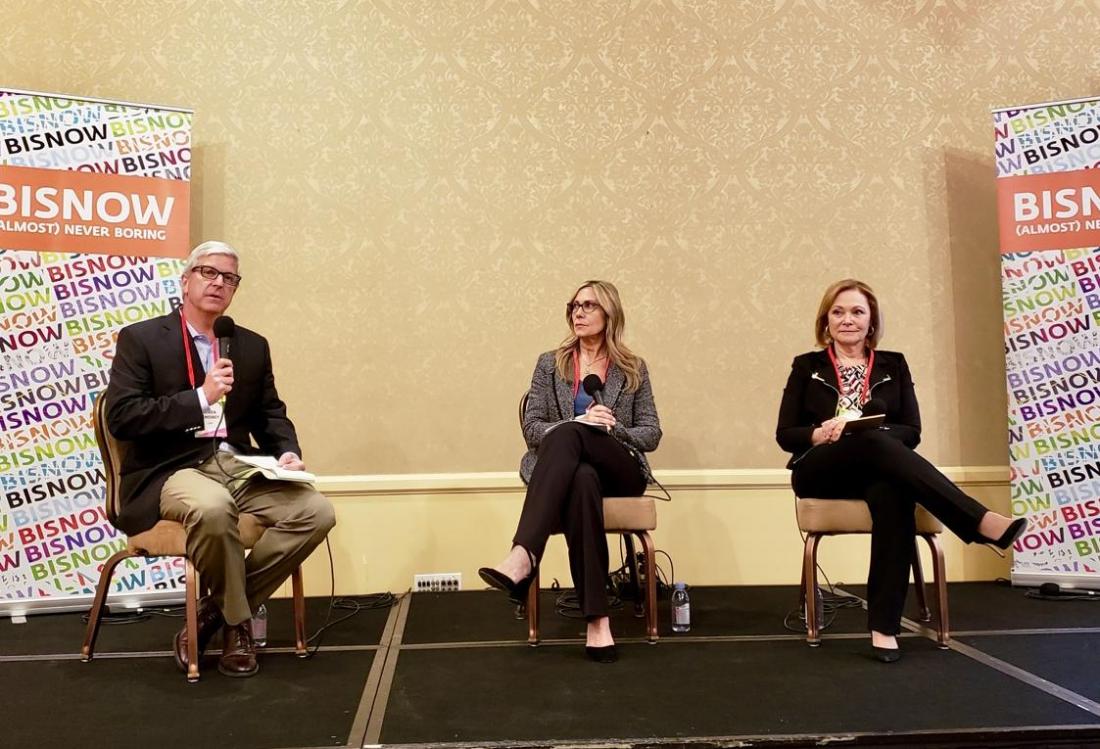 Cbre's Patrick Mcroskey, Century City Chamber Of Commerce's Nancy Wood And La Realty Partners' Lisa St. John CBRE Managing Director Patrick McRoskey, Century City Chamber of Commerce President and CEO Nancy Wood and LA Realty Partners Founding Principal Lisa St. John