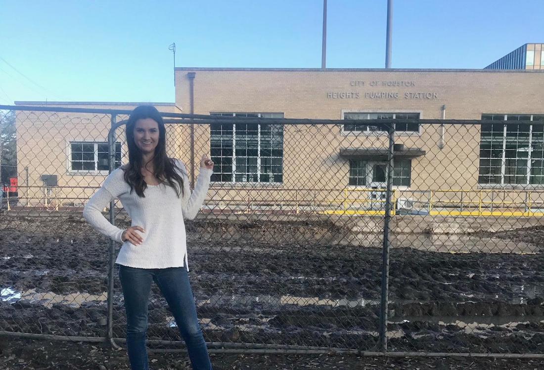 Ripe Cuisine's Stephanie Hoban in front of the Heights Pumping Station
