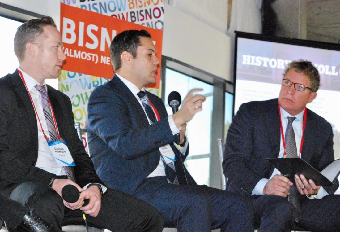 CityView’s Stephen Anderson, Walker & Dunlop’s Steven Natale and Berkadia’s Jeff Rowerdink Walker & Dunlop’s Steven Natale speaks about Orange County's mixed use market at Bisnow's mixed use mania event in Newport Beach. CityView’s Stephen Anderson and Berkadia’s Jeff Rowerdink also pictured.