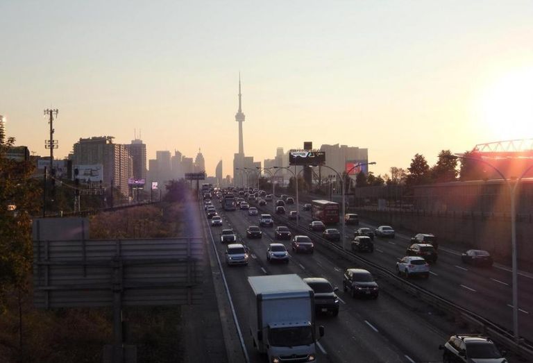 Toronto skyline multifamily buildings highway