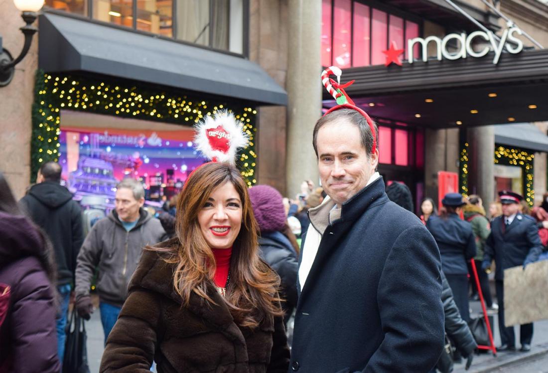 Eastern Consolidated's Adelaide Polsinelli and New York Historical Tours' Kevin Draper in front of Macy's flagship at Herald Square