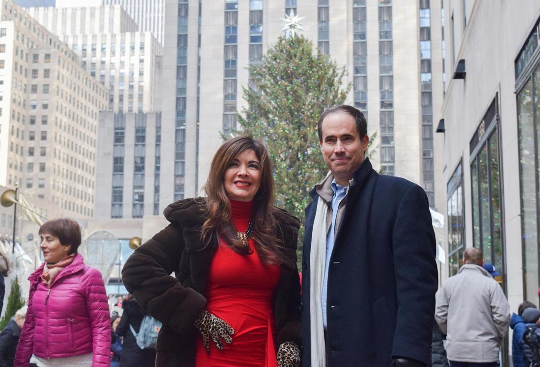 Eastern Consolidated's Adelaide Polsinelli and New York Historical Tours' Kevin Draper at Rockefeller Center