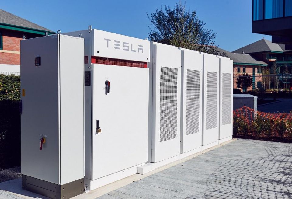 Tesla battery at Manchester Science Park MSP April 2018