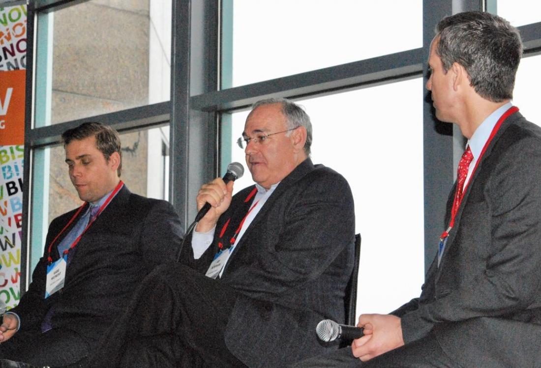 Walker & Dunlop's Gabe Weinert, The Athens Group's Jay Newman and RealtyMogul's Chris Fraley Walker & Dunlop's Gabe Weinert, The Athens Group's Jay Newman and RealtyMogul's Chris Fraley March 22 at Bisnow's Los Angeles State of the Market in downtown Los Angeles.