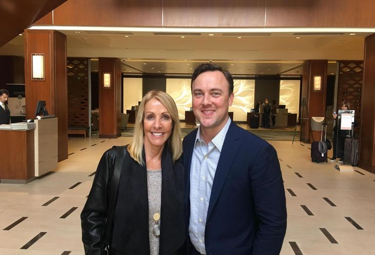 Brent Schwetzer got a surprise when his mother showed up at the event to see him present. 