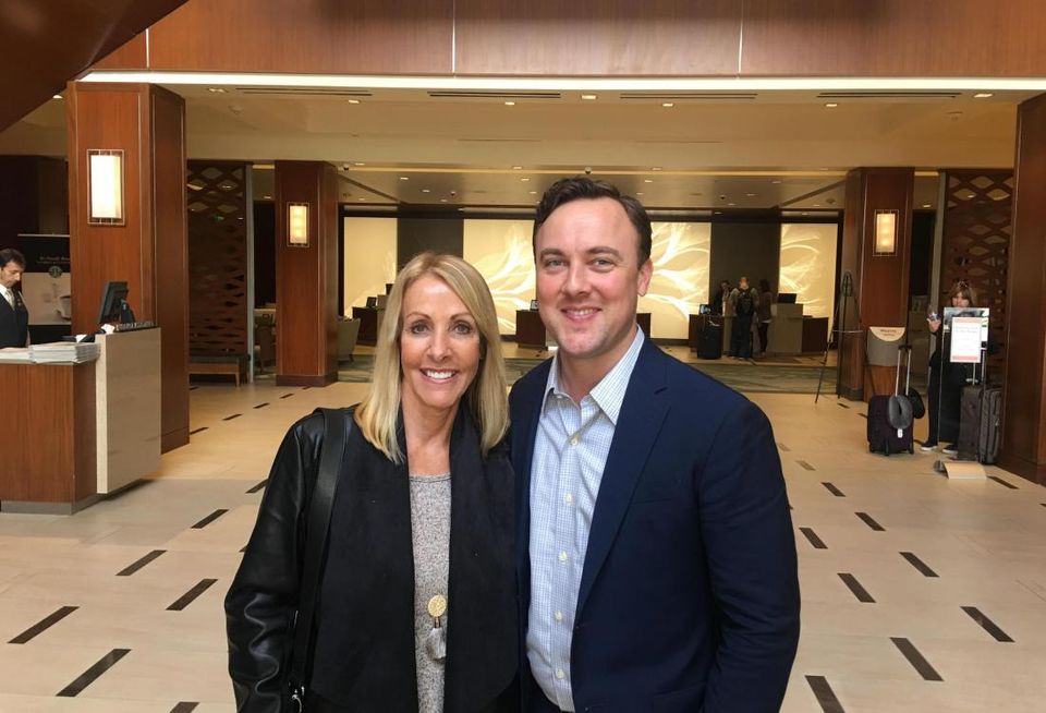 Brent Schwetzer got a surprise when his mother showed up at the event to see him present.