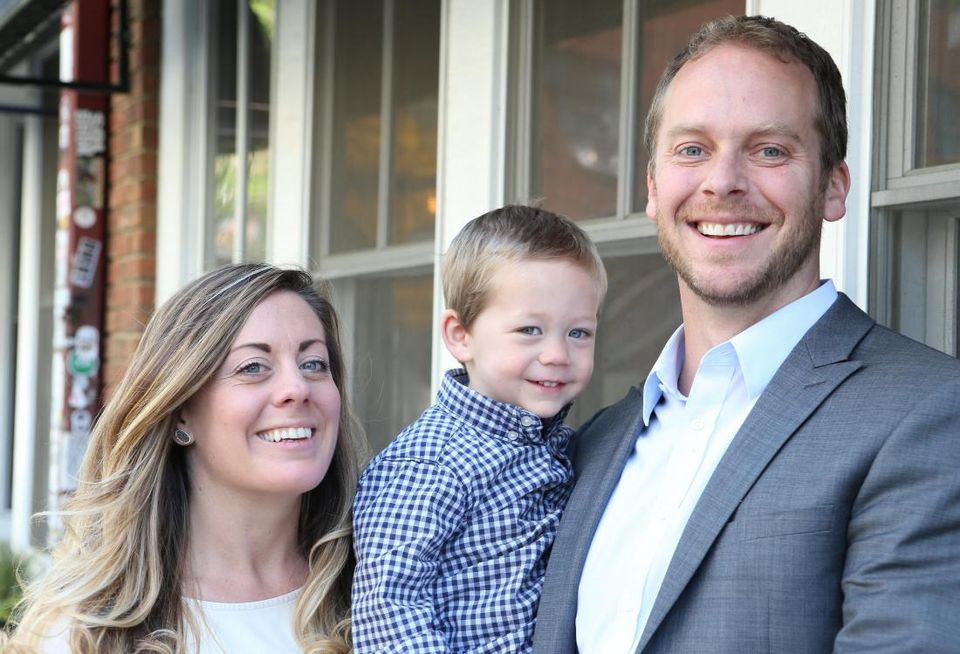 From left, Caitlin, Harrison and A.J. Klenk in the NoDa neighborhood of Charlotte