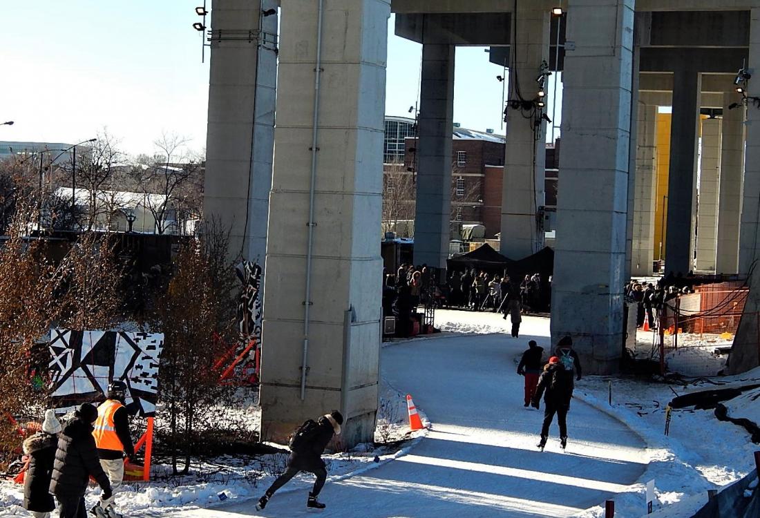 Bentway Gardiner Expressway skating park Fort York Toronto 