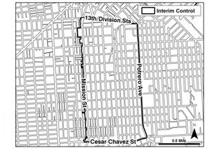 The interim control boundaries for San Francisco's Mission District restrictions on new development
credit: San Francisco Planning Department
