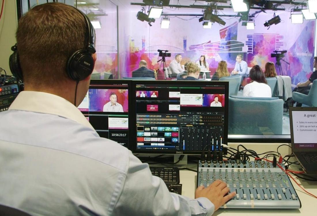 Travel Counsellor's in-house TV studio at Venus Building, Trafford Quays, Manchester UK