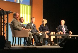Here's Steve Van Amburg, David Arena, Rod Hoff, Cheryl Hughes and moderator JLL executive chairman Roger Staubach (yes, that Roger Staubach). 