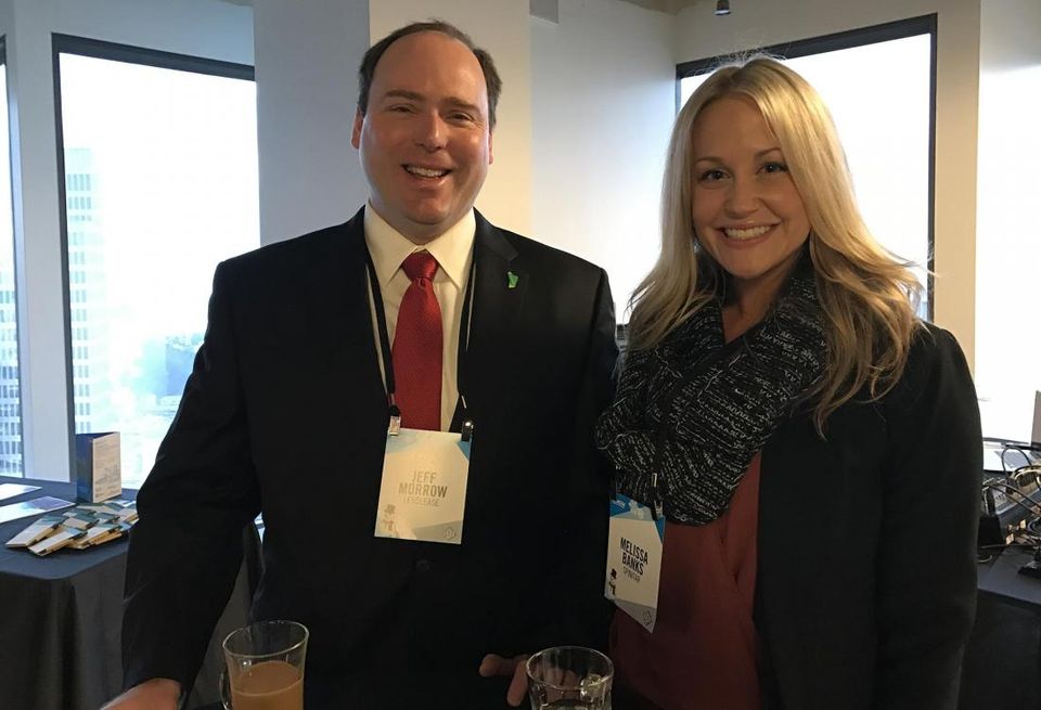 Lendlease program manager, timber and innovations Jeff Morrow (above with Spinitar business development manager Melissa Banks)