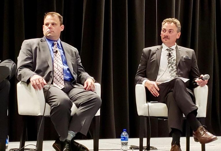 Kaiser Foundation Health Plan's Ethan Sullivan and JLL's Chad Pinnell at ICSC RECon Las Vegas.