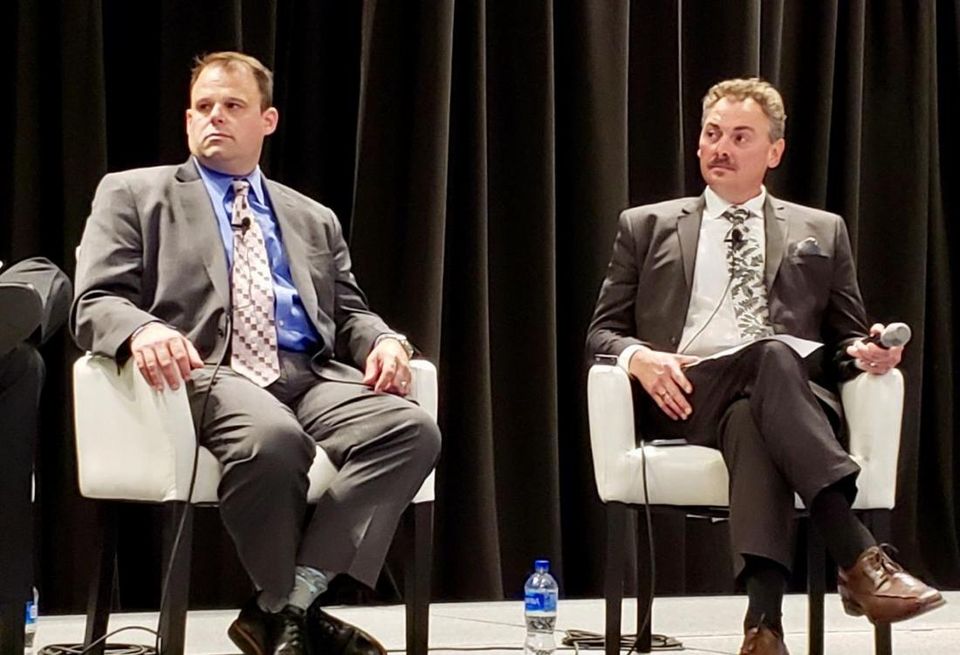 Kaiser Foundation Health Plan's Ethan Sullivan and JLL's Chad Pinnell at ICSC RECon Las Vegas.