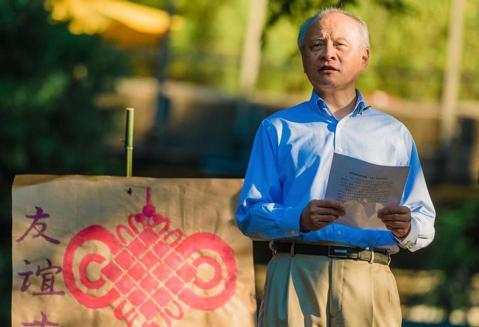 Chinese Ambassador Cui Tiankai delivers remarks at the Smithsonian Zoo pandas' first birthday