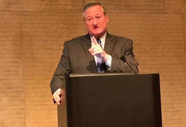 Philadelphia Mayor Jim Kenney, speaking at Philadelphia's Amazon HQ2 pitch reveal event in 2017
