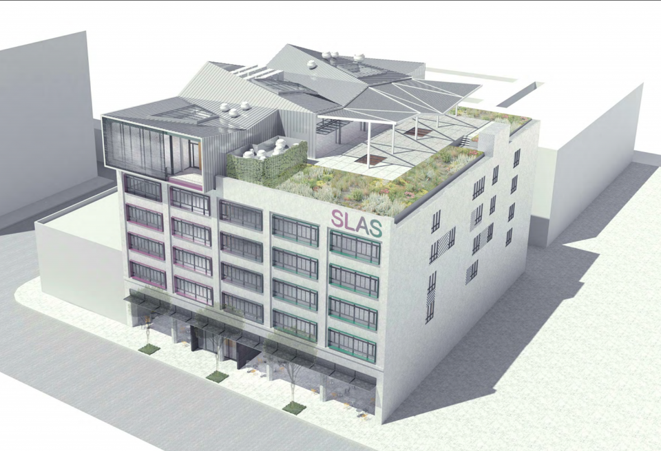 Proposed rooftop restaurant at the Norton Building in the Fashion District area of Los Angeles.