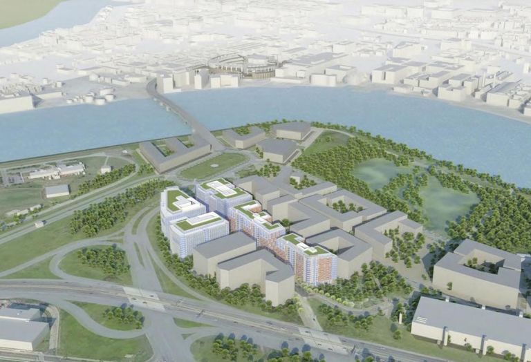 Rendering of Redbrick LMD's planned Poplar Point mixed-use development