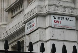 Whitehall and Downing Street signs, London SW1