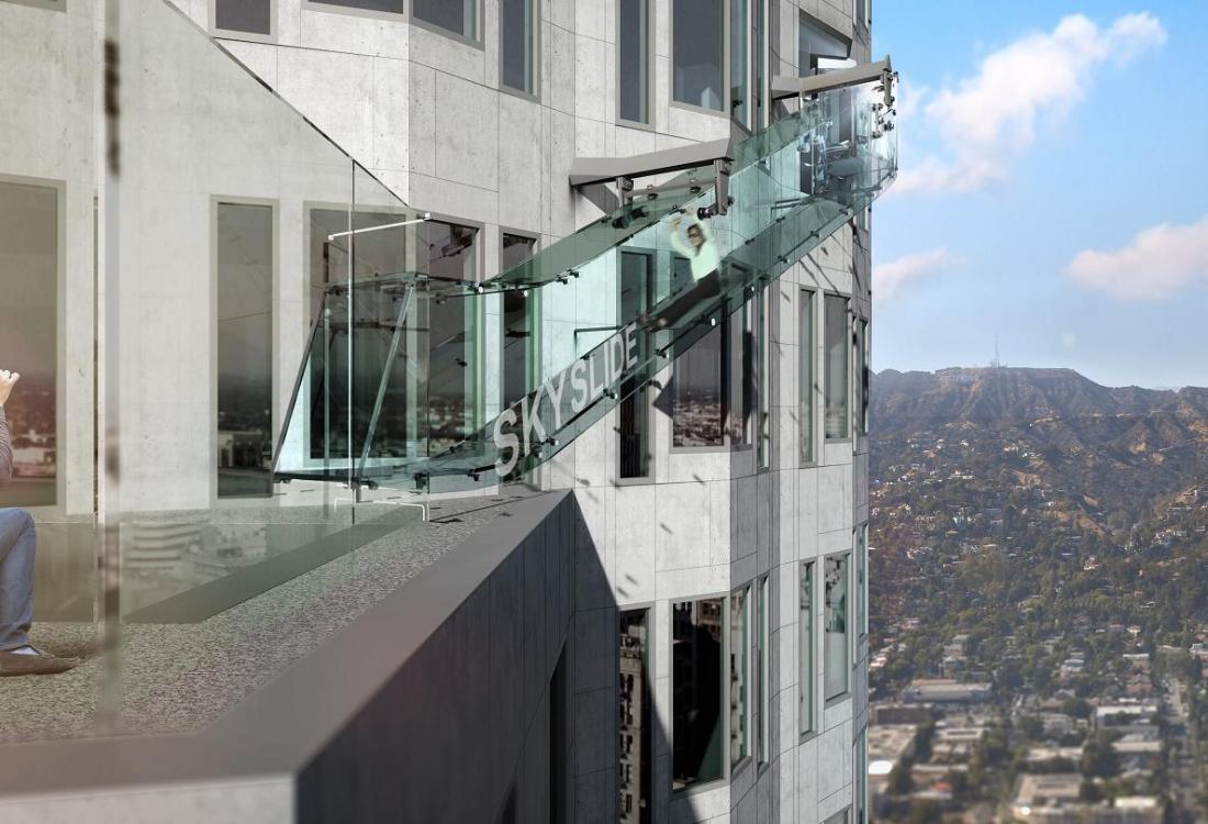 Cheating Death: US Bank Tower In LA Gets A Glass Slide Put In...Outside The 69th Floor