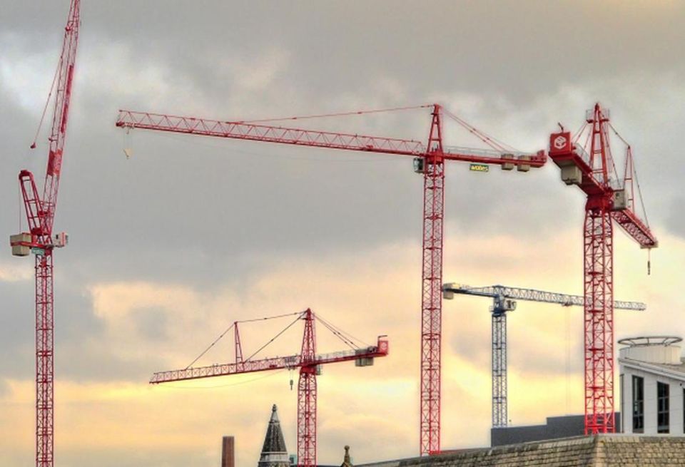 Manchester skyline cranes deansgate whitworth street