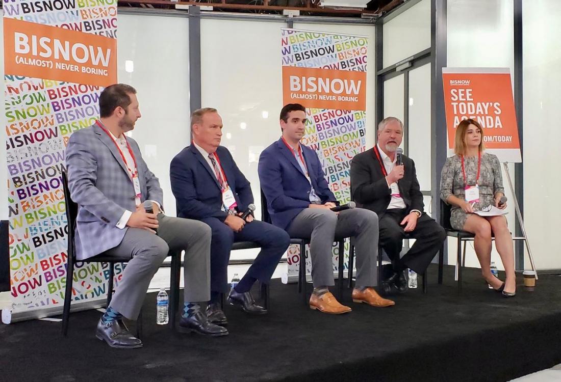 Hackman Capital's Mike Racine, El Segundo's Greg Carpenter, Bridge Development Partners' Greg Woolway, Continental Development's Alex Rose and CBRE's Jodie Poirier.
