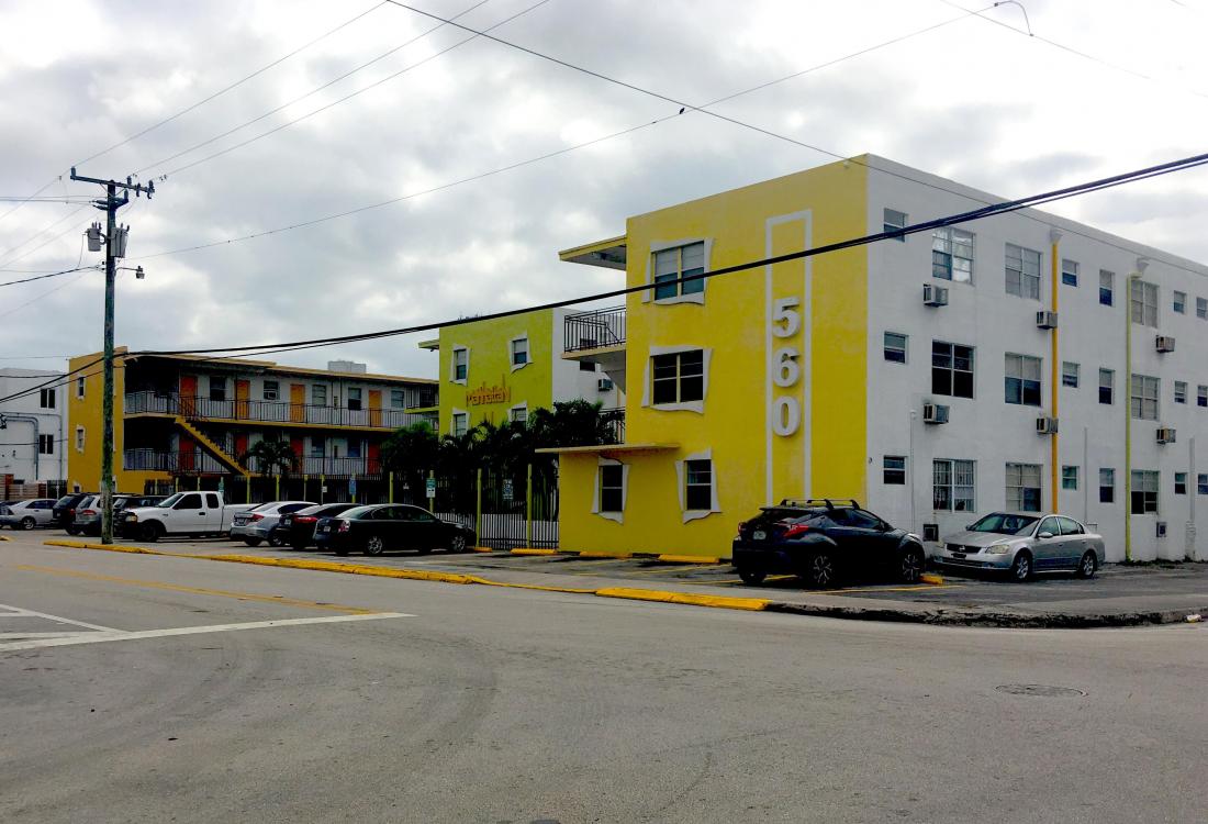 Several apartment complexes are situated kitty-corner from the proposed site of David Beckham's Major League Soccer stadium. Overtown, in Miami