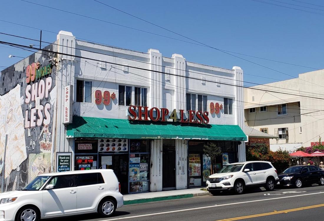 A retail building in one of the opportunity zone designated tracts in Long Beach