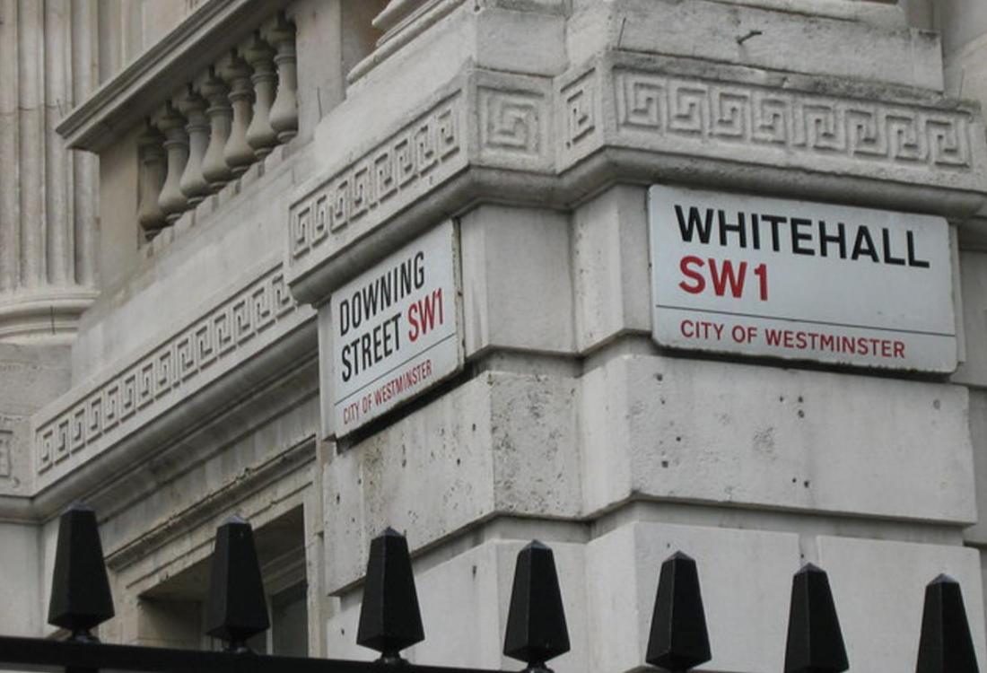 Whitehall and Downing Street signs, London SW1