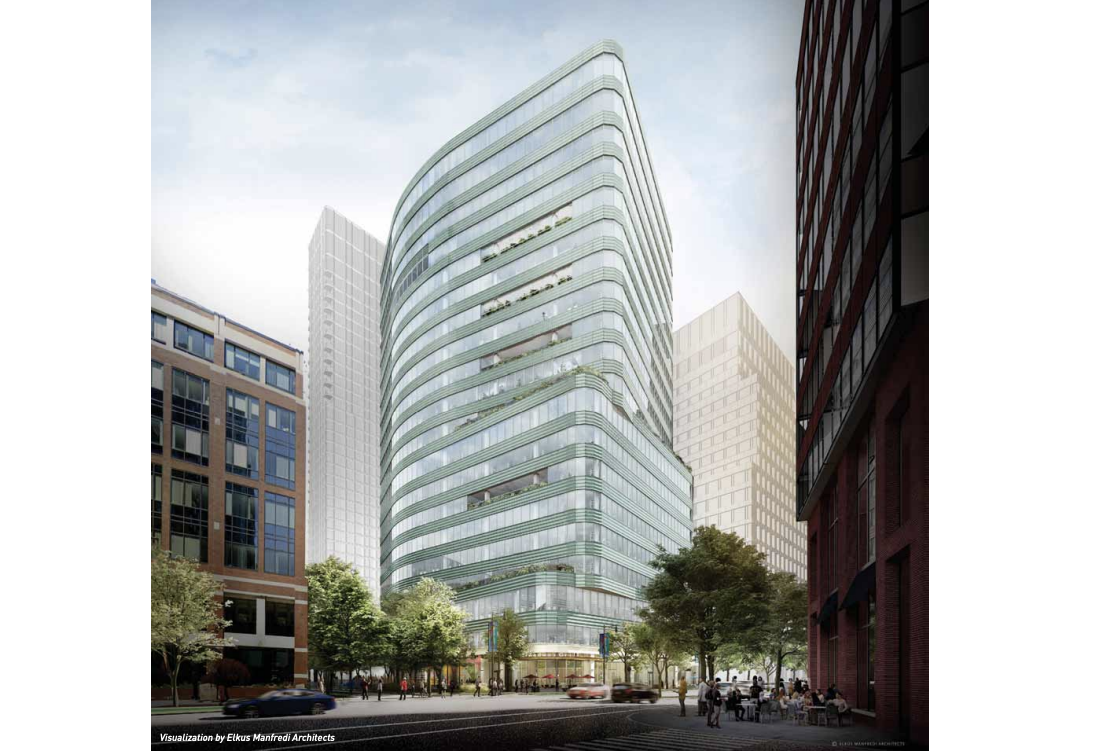 A rendering of BioMed Realty and MIT Investment Management Co.'s 75 Broadway St. development in Kendall Square.