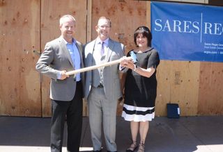 (L-R) SRGNC Senior VP of Residential Development Jeff Smith, Belmont Mayor Eric Reed, Belmont Chamber of Commerce Vice President Adele Della Santina
