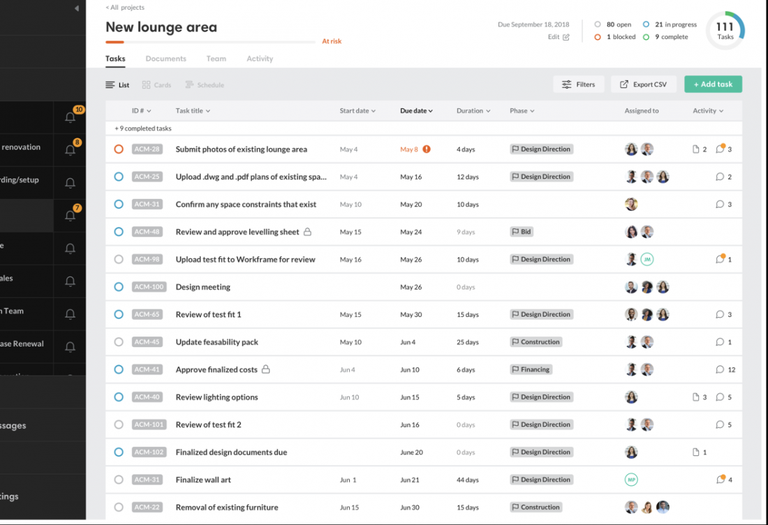 A snapshot of Workframe's workflow and collaboration platform