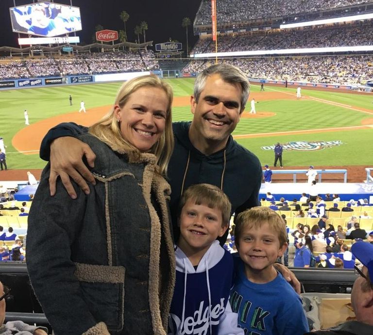Justin Collins, wife, Mandi, and two of his three children, Cody and Connor.
