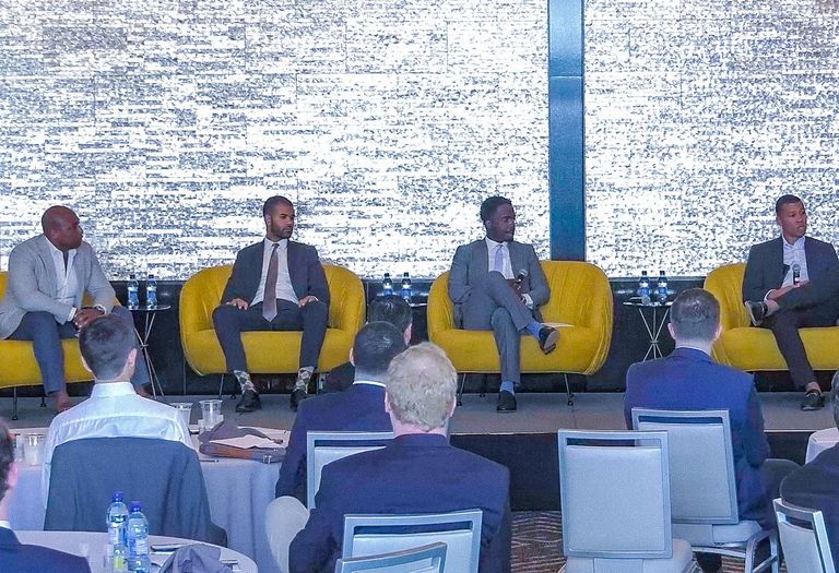 T.C. Cosby, Roman Sinclair, Aaron Inman and Nigel Crayton appear on a panel to discuss the Greysteel Black Professionals Network