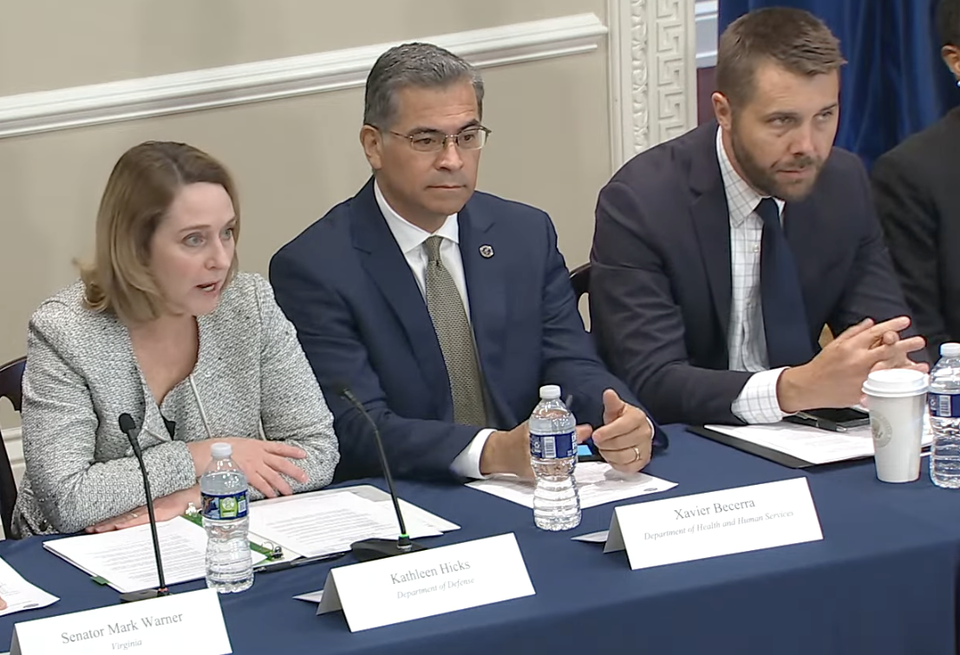 Department of Defense's Kathleen Hicks, United States Secretary of Health and Human Services' Xavier Becerraand National Economic Council's Brian Deese.