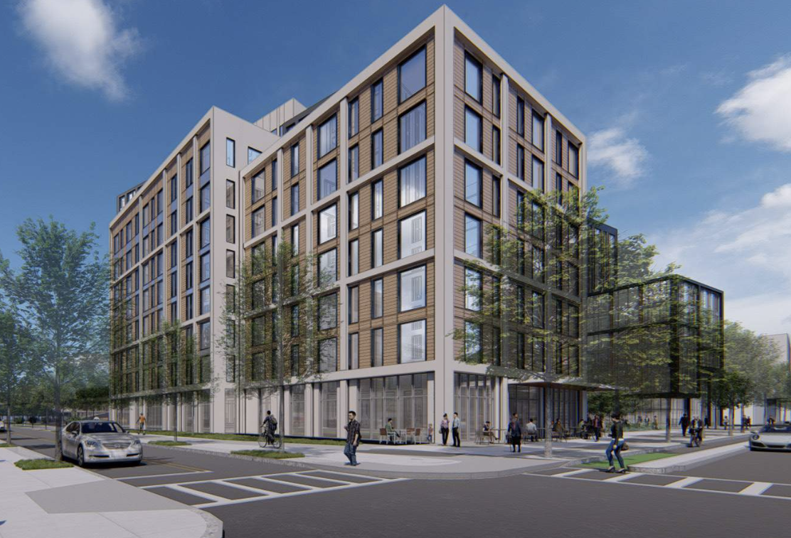 A rendering of The Davis Cos.' 1234-1240 Soldiers Field Road proposed development.